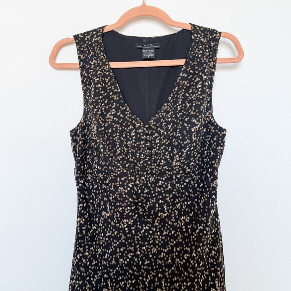 Y2K F.L.P. Sleeveless Polka Dot Sheer Midi‎ Dress Black Size 8 Retro Glam Indie - Picture 2 of 8